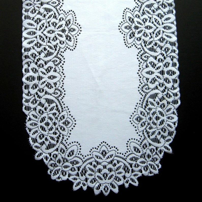 Housewares Table d\u00e9cor Home d\u00e9cor Wide lace border 52 inches long Vintage White Lace Table Runner or Dresser Scarf Table linen