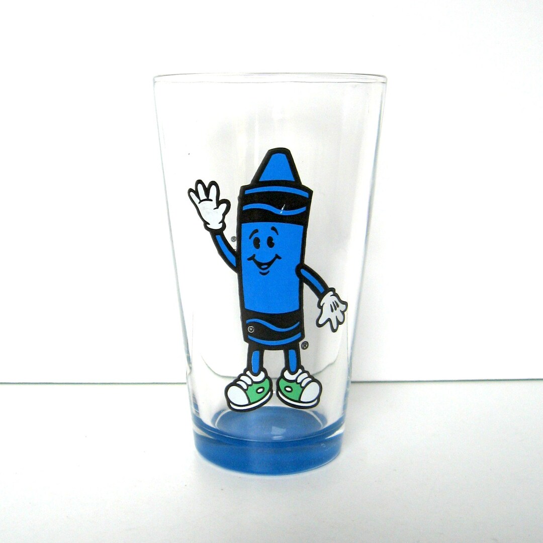 Vintage Glass Crayola Glass Blue Crayon Glass Crayola Etsy