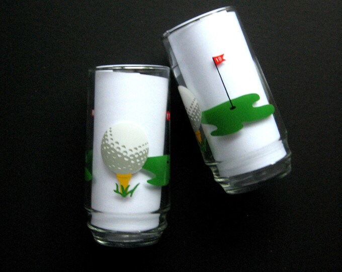 Vintage Glasses Set of 2 Golf Glasses Tumblers Golf Etsy