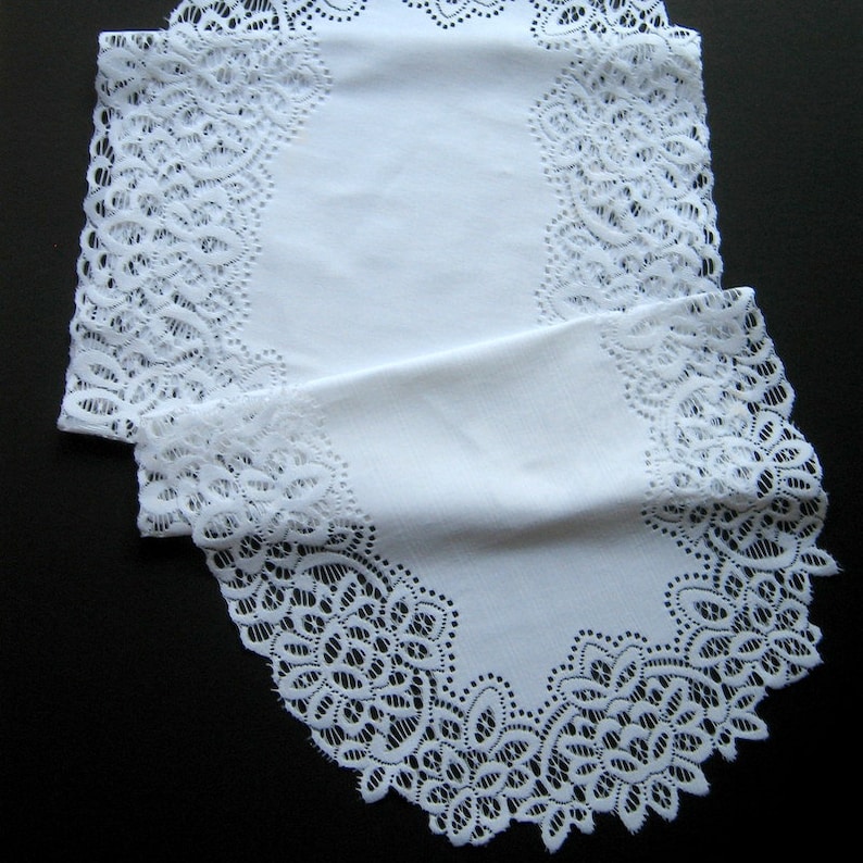 Housewares Table d\u00e9cor Home d\u00e9cor Wide lace border 52 inches long Vintage White Lace Table Runner or Dresser Scarf Table linen