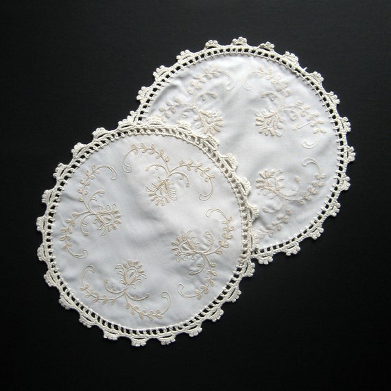 Mismatched Embroidered Doilies AS IS Hand Embroidered Doily Repurpose or Salvage Doilies Odd
