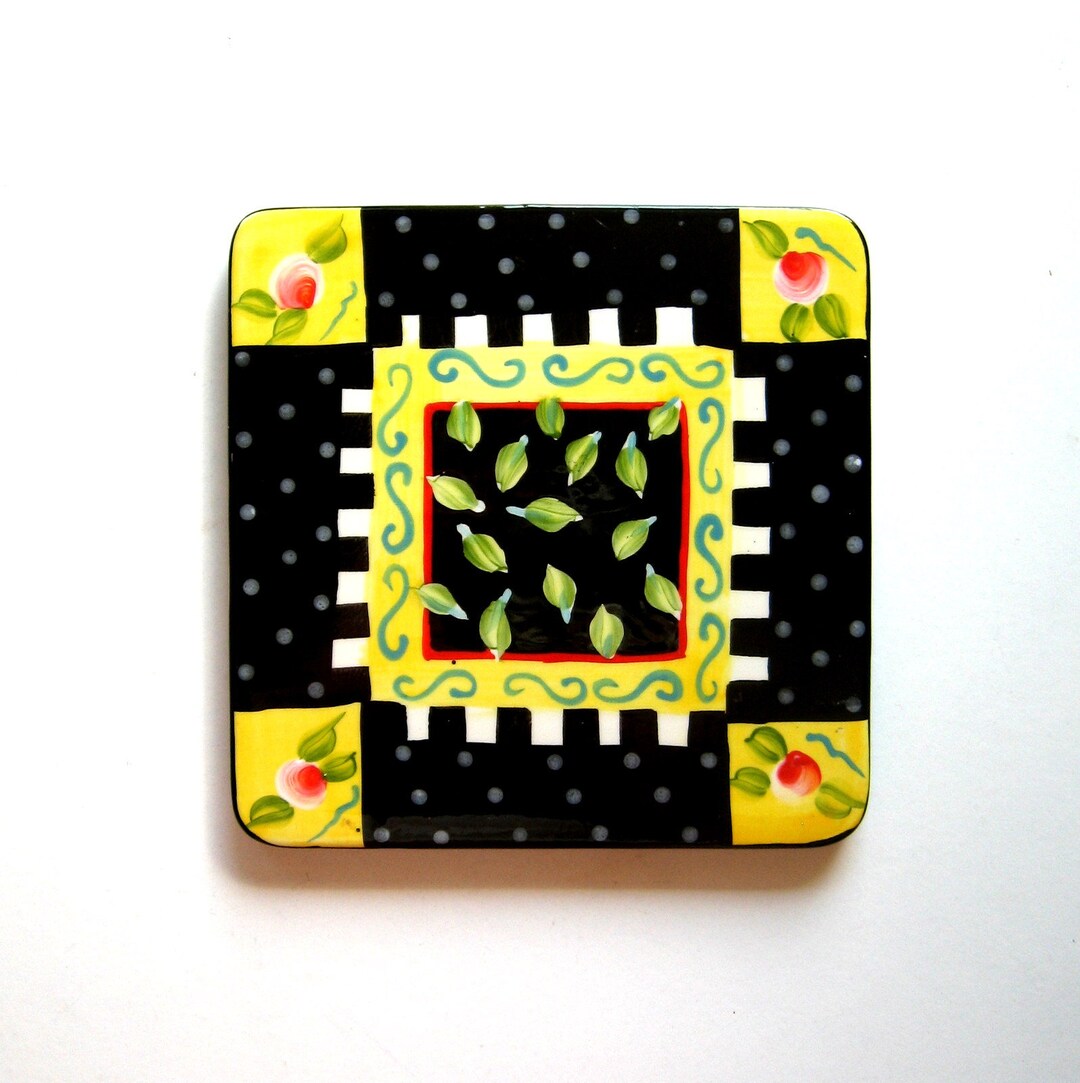 Vintage Trivet Ceramic Tile Trivet Hand Painted Trivet Etsy