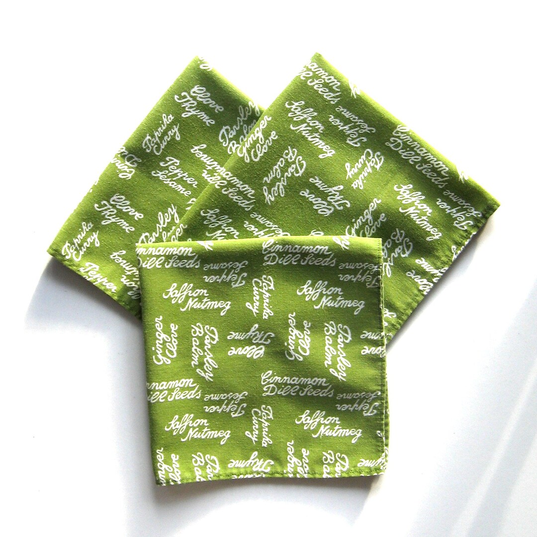 Vintage Cotton Napkins Set of 3 Herb Napkins Herbs Etsy