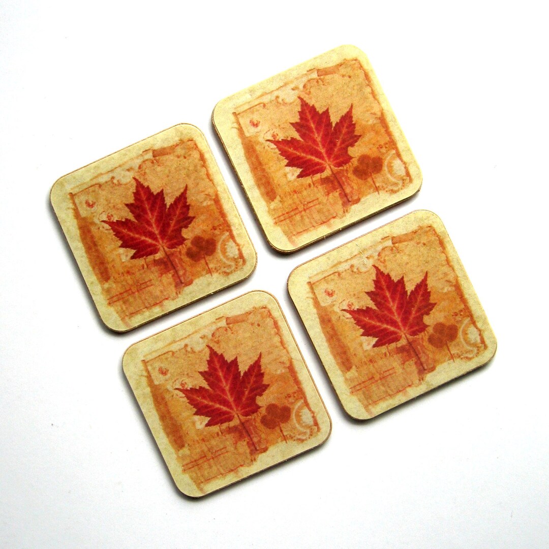 Vintage Coasters Set of 4 Maple Leaf Coasters Leaf Etsy