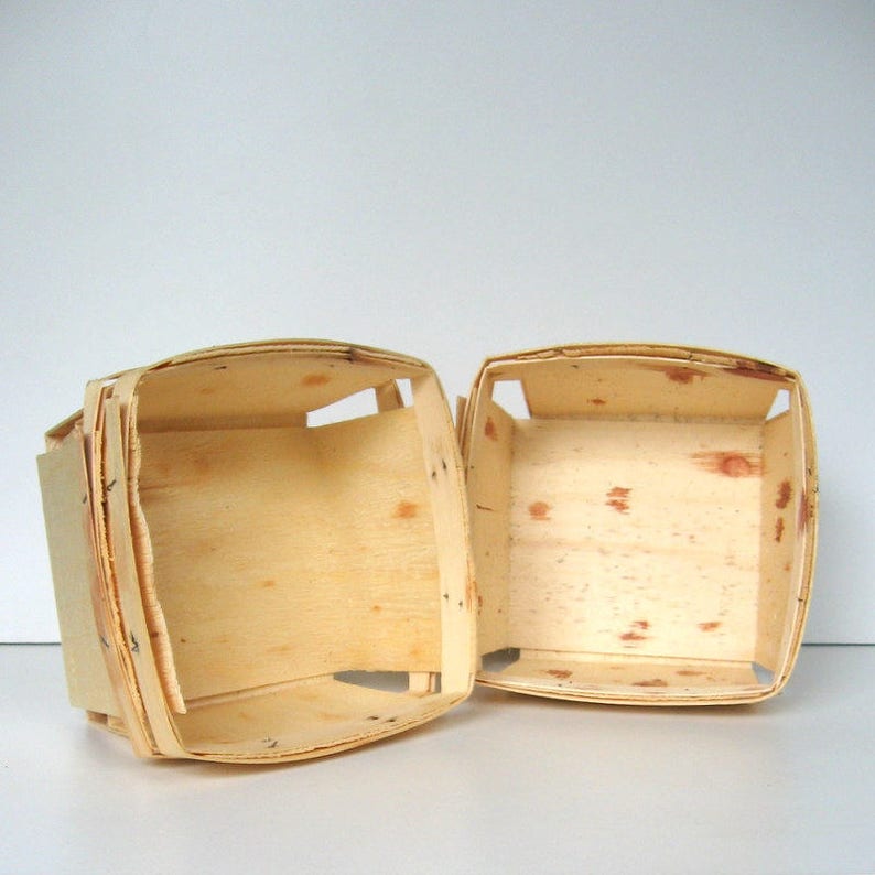Vintage Wooden Berry Baskets Set of 4 1970's Size 1 Etsy