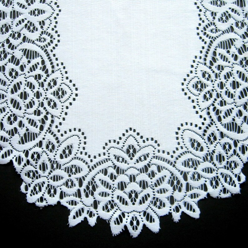 Housewares Table d\u00e9cor Home d\u00e9cor Wide lace border 52 inches long Vintage White Lace Table Runner or Dresser Scarf Table linen