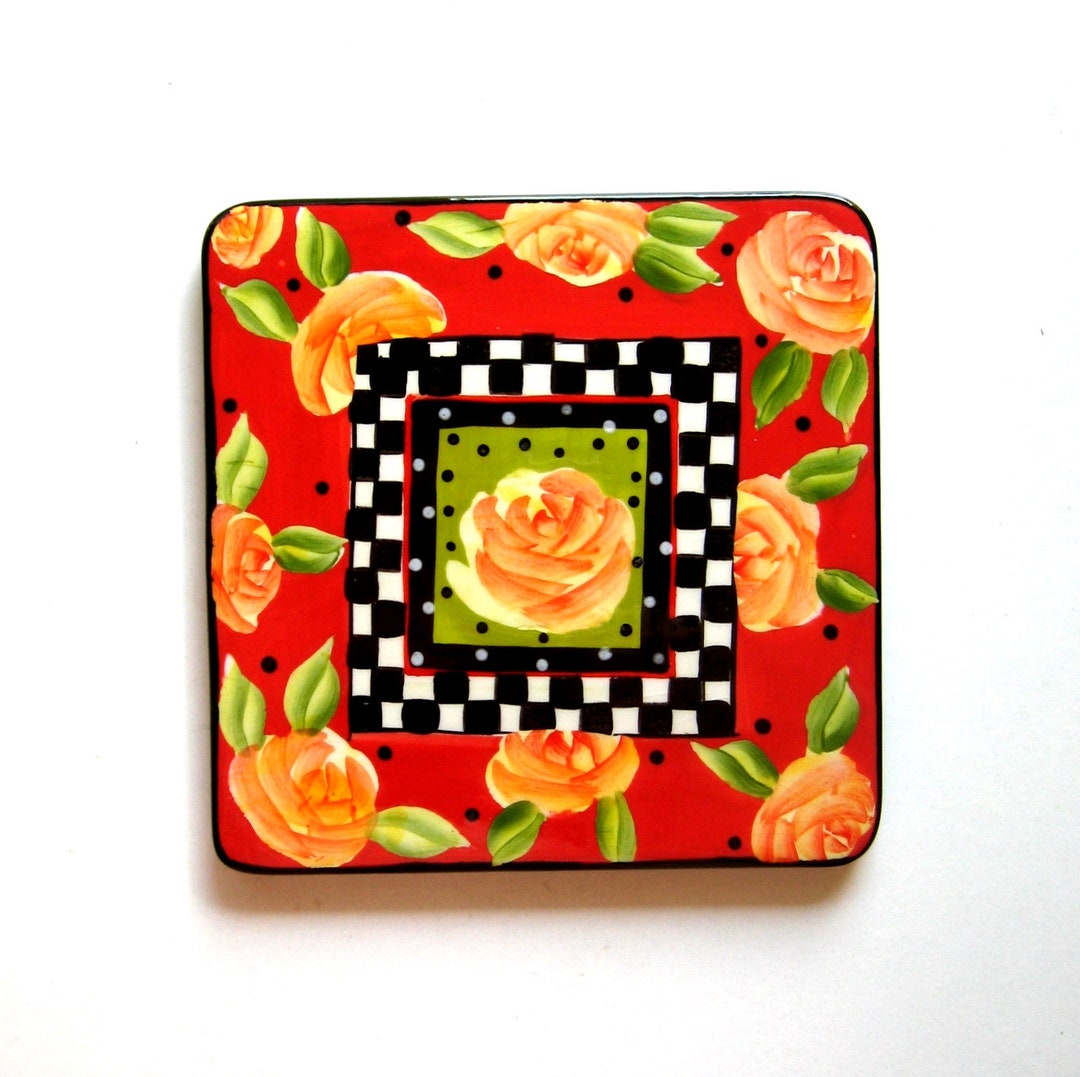 Vintage Trivet Ceramic Tile Trivet Hand Painted Trivet Etsy