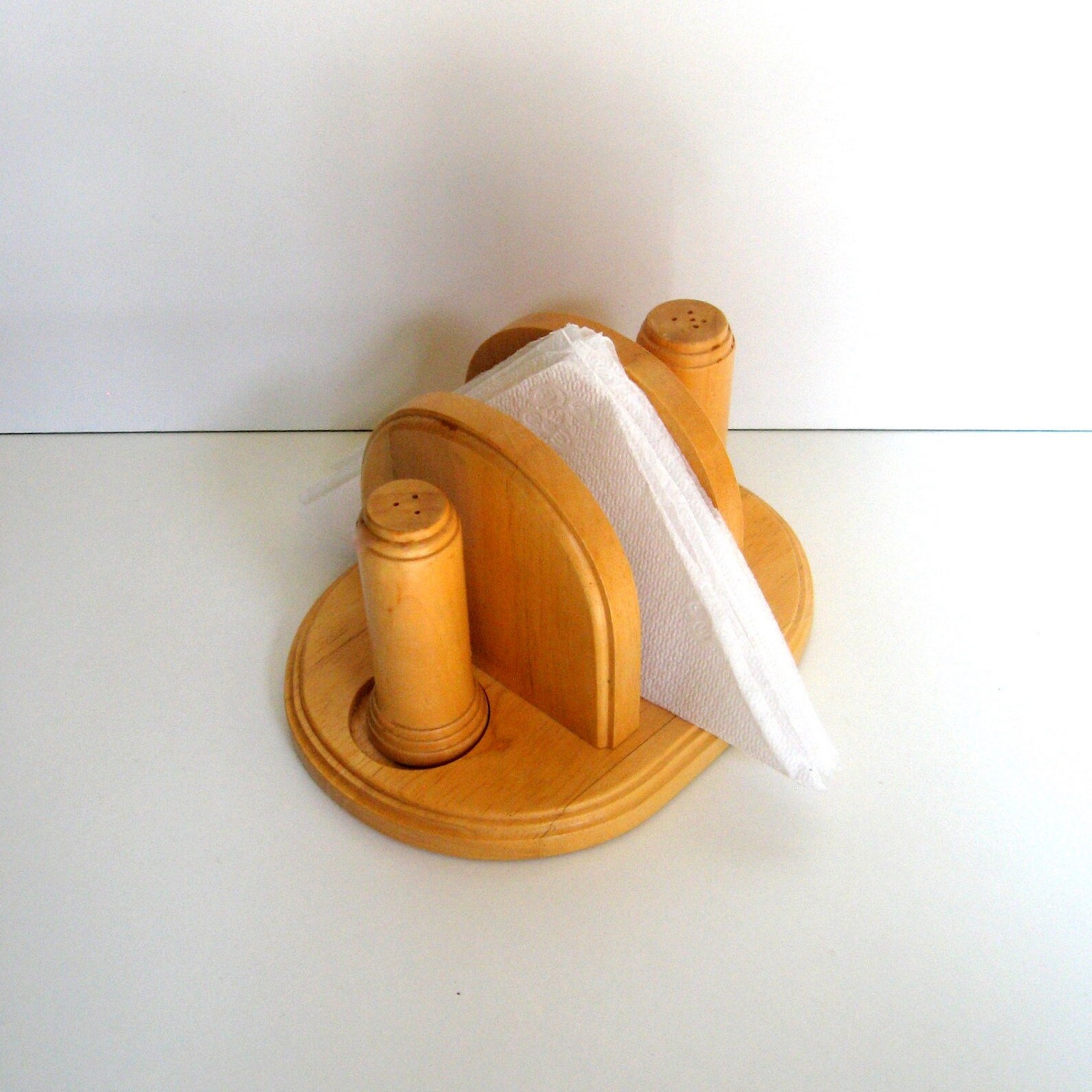 Vintage Wooden Napkin Holder With Salt and Pepper Shakers 3 Etsy