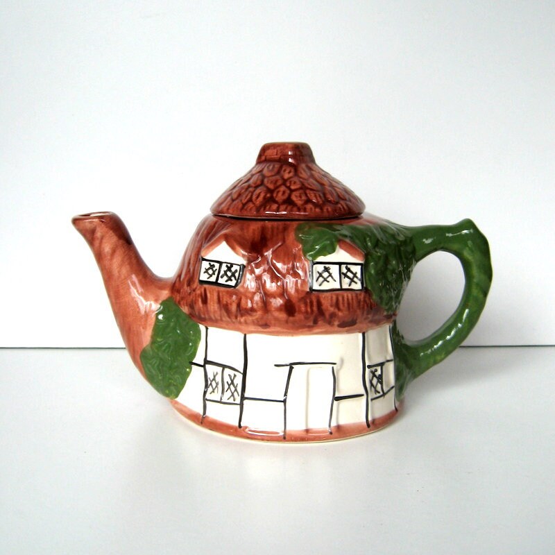Vintage Cottage Teapot Small Teapot House Teapot Brown Etsy