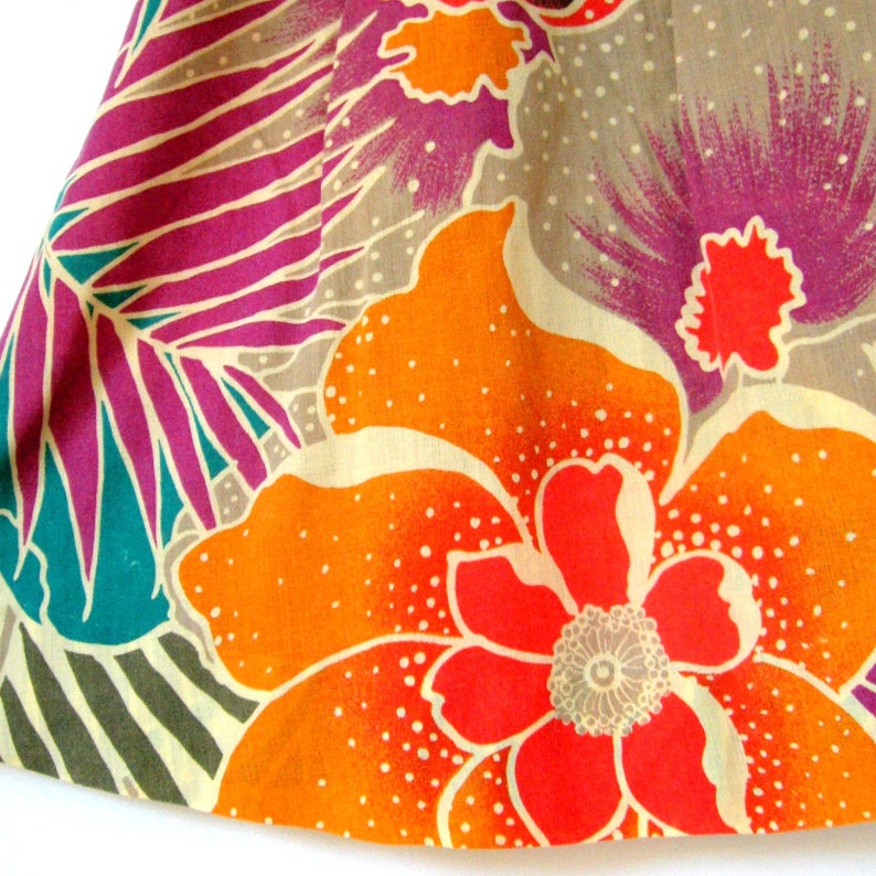Short skirt Tropical Skirt Palm fronds Gathered skirt Vintage Skirt Tropical flowers Floral skirt Flowers Elastic waistband