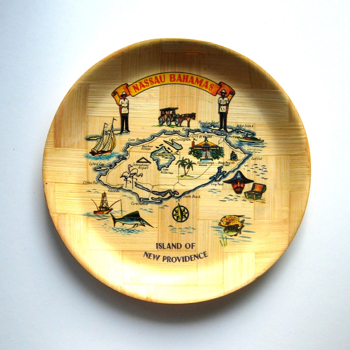 Vintage Bamboo Tray Nassau Bahamas Serving tray Souvenir Etsy