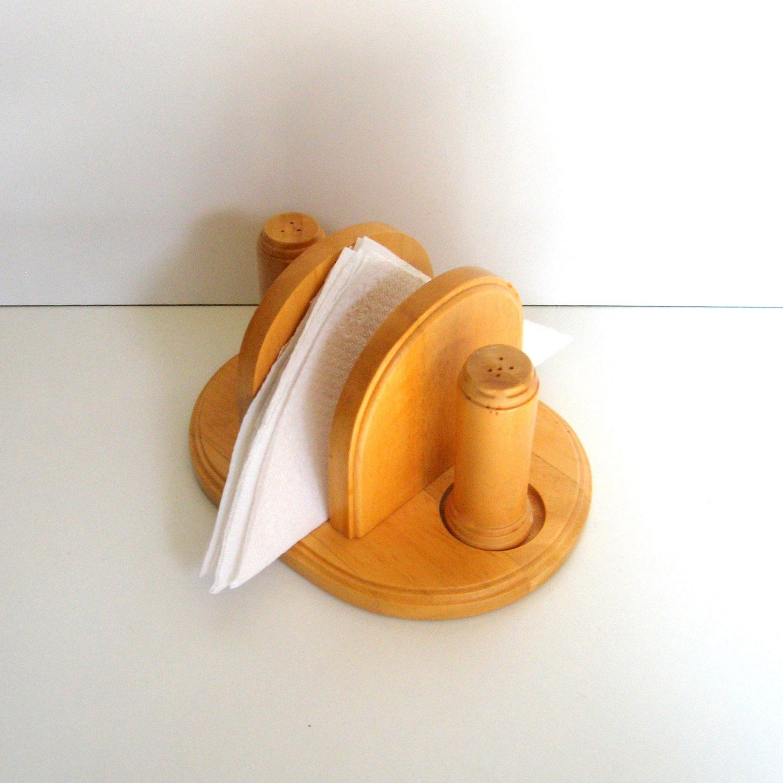 Vintage Wooden Napkin Holder With Salt and Pepper Shakers 3 Etsy