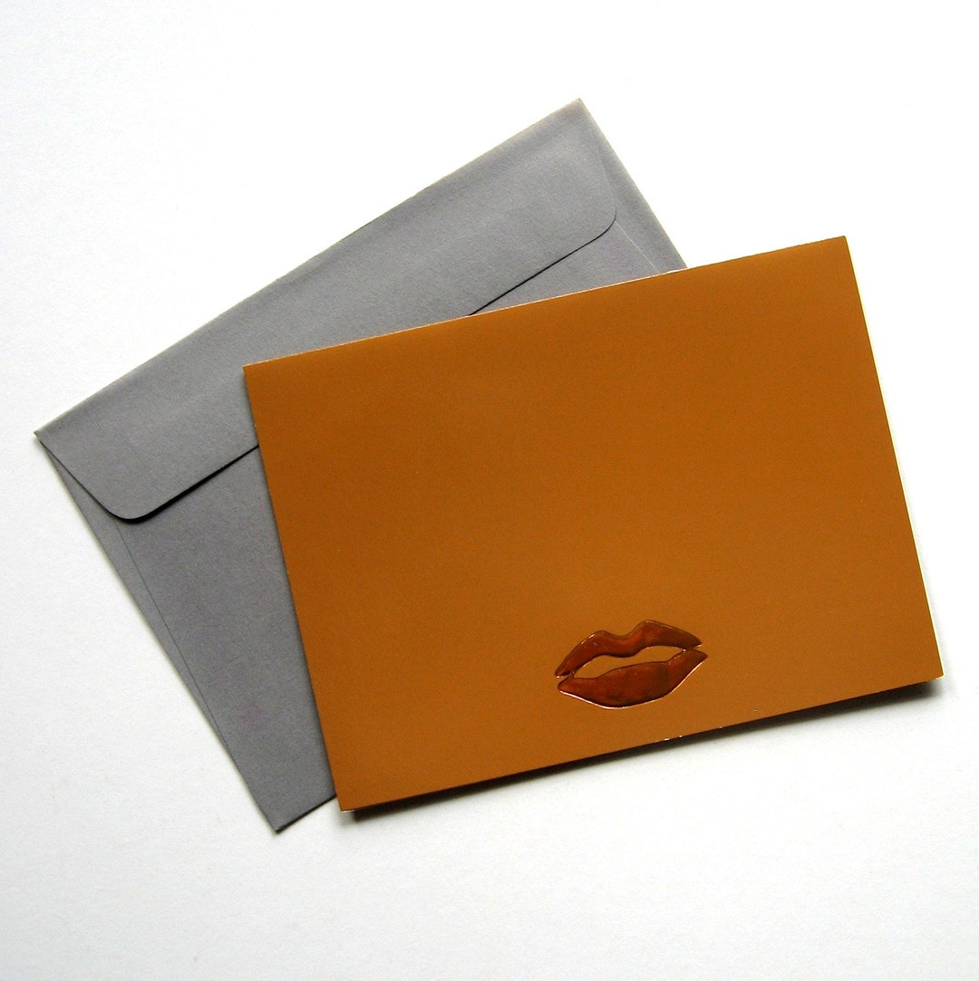 Vintage Blank Note Card Metallic Lips 1970s Super Glossy Etsy