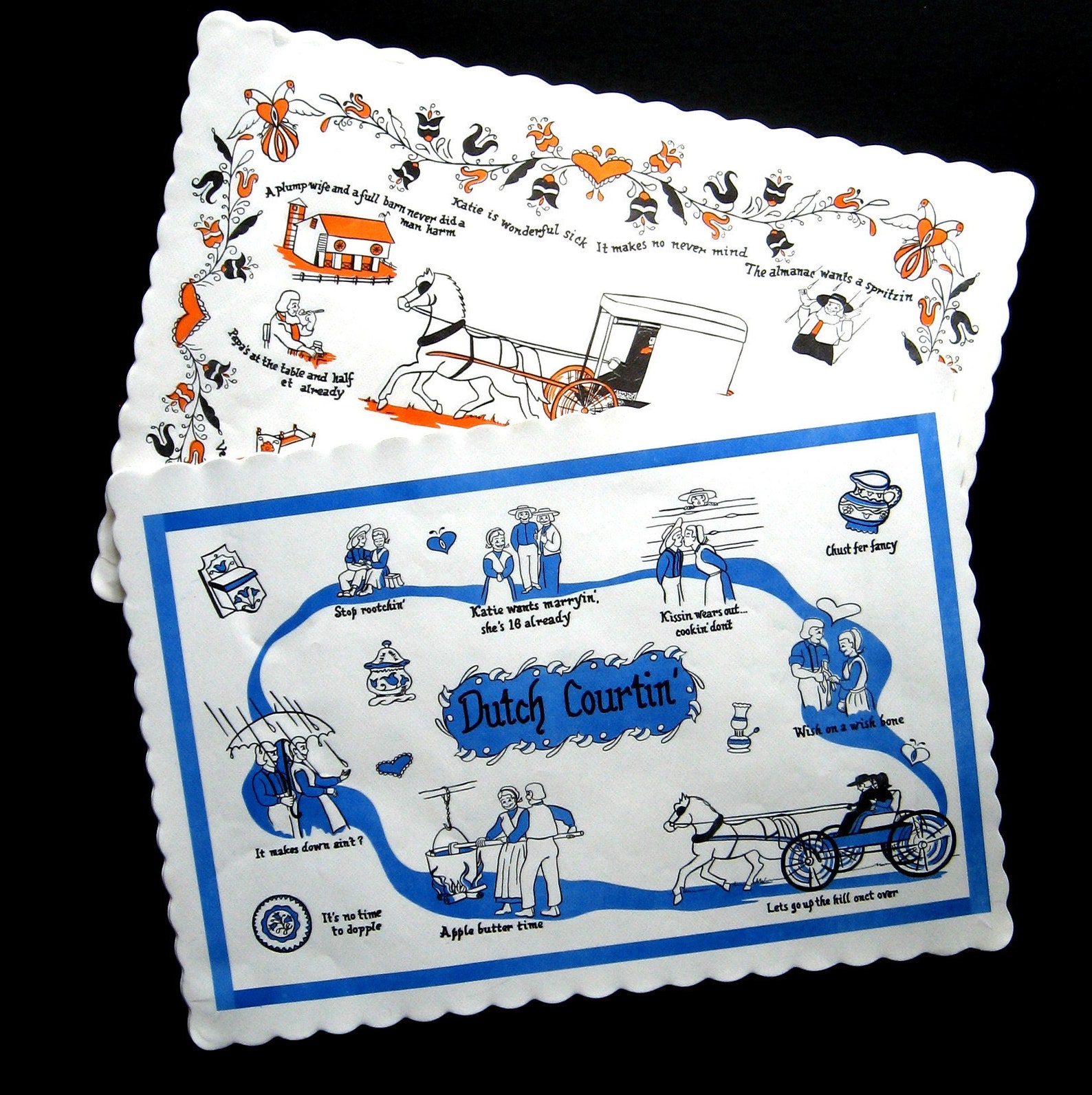 Vintage Paper Placemats Set of 24 Amish Theme Placemats 2 Etsy