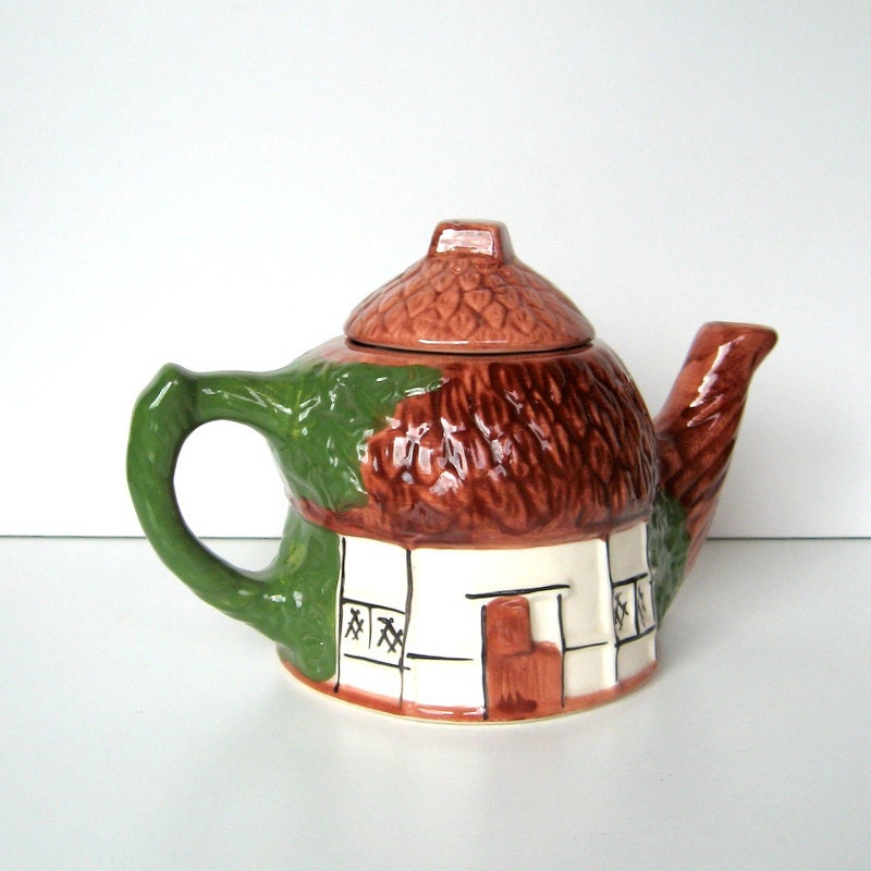 Vintage Cottage Teapot Small Teapot House Teapot Brown Etsy