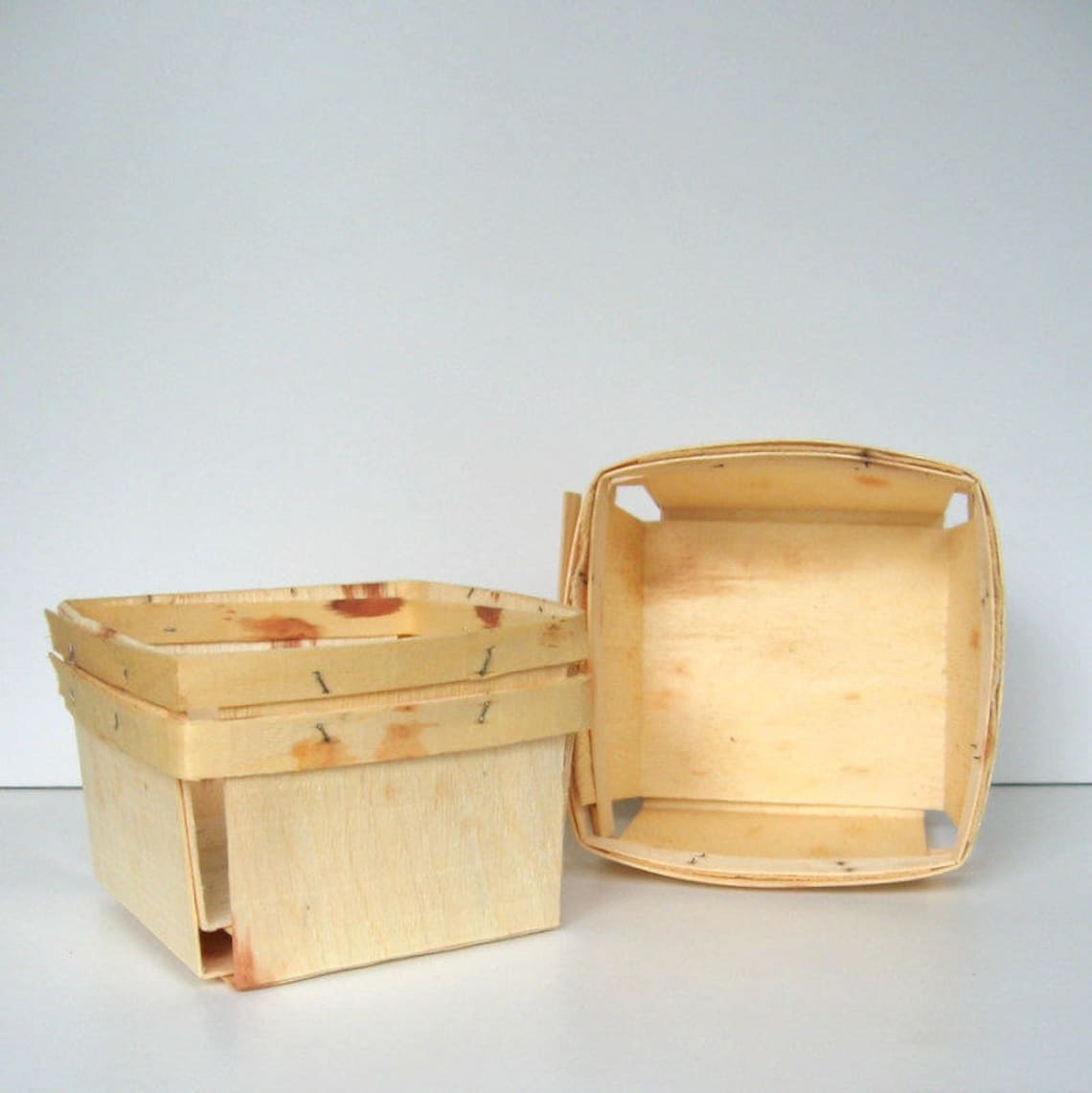 Vintage Wooden Berry Baskets Set of 4 1970's Size 1 Etsy