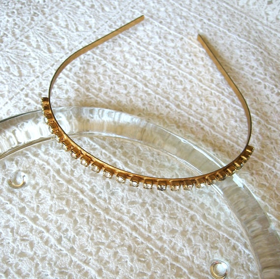 Vintage Headband - Metal Headband with Rhinestones