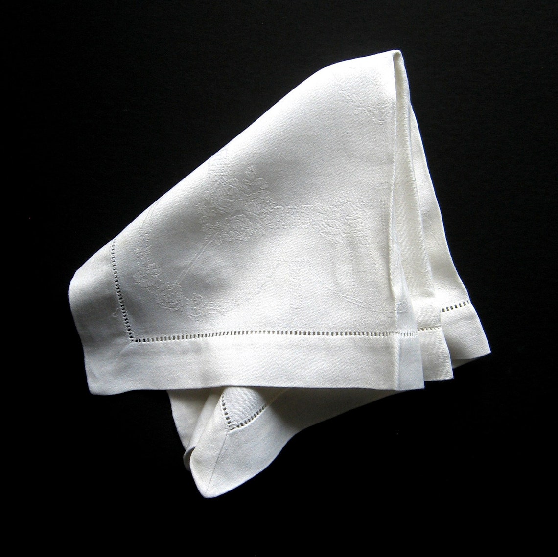 Vintage Linen Napkins Set of 4 Ivory Napkins Floral Etsy