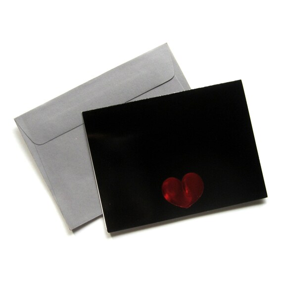 Vintage Blank Note Card Metallic Heart 1970s Super Etsy