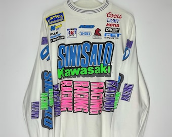 Vintage 90's Sinisalo Racing Motocross Overprinted Tshirt Medium