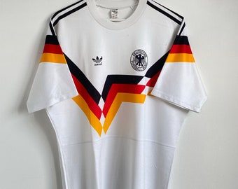 Vintage raro Adidas Alemania 1988 1990 camiseta de fútbol local camiseta de fútbol tamaño M