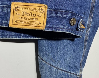 Vintage 90s Polo Ralph Lauren Denim Jacket Plaid Lining Made in