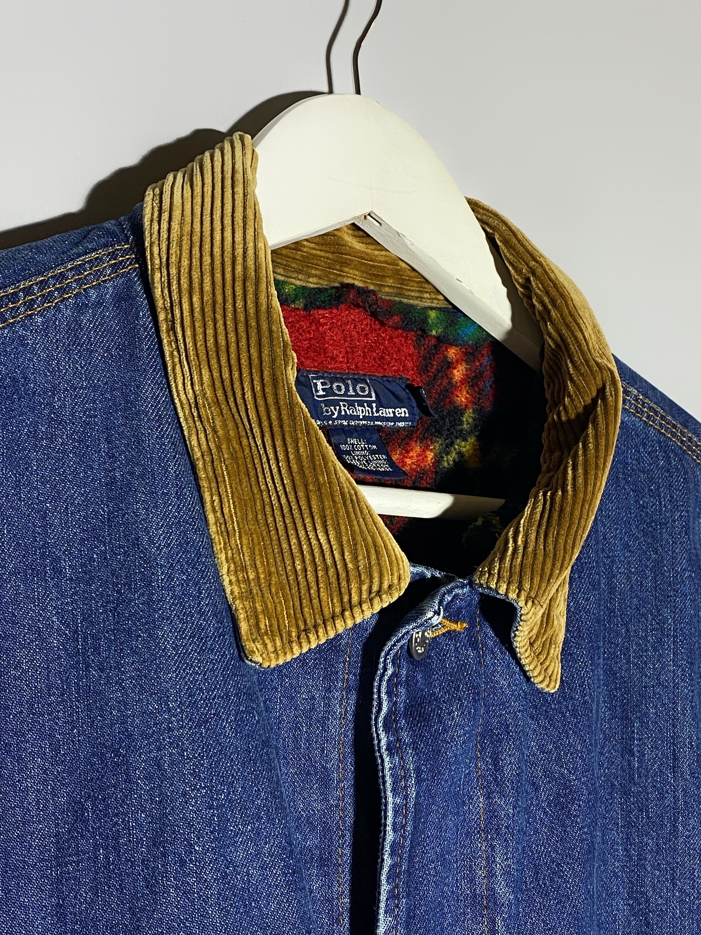 VTG 90s Polo Ralph Lauren Denim Jacket Sz L Large Made In