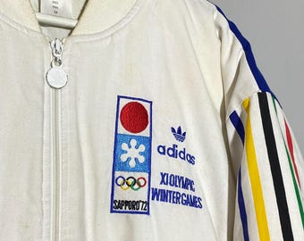 Vintage 90s Adidas Olympic Games 1972 Sapporo Grenoble Bomber