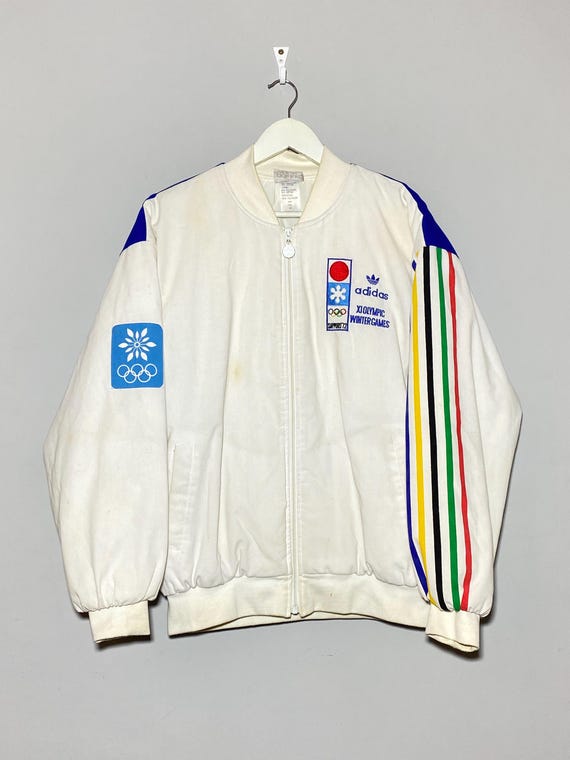 Vintage 90s Adidas Olympic Games 1972 Sapporo Grenoble Bomber