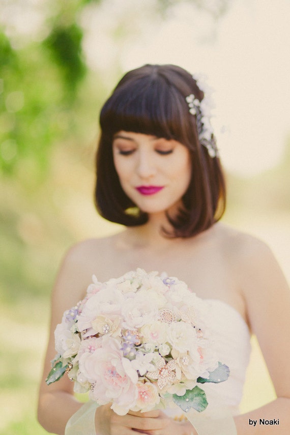 Items similar to Softest Spring mint and blush handmade flower brooch