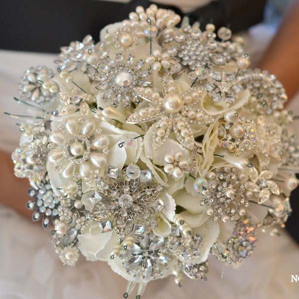 Classic heirloom pearl brooch bouquet -- deposit on a made-to-order wedding brooch bouquet