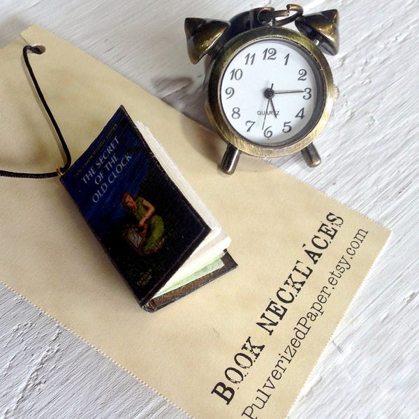 Mini Book Pendant - The Secret of the Old Clock - Nancy Drew Mystery - Gift for Readers - Handmade Gift for Book Lover - Made to Order