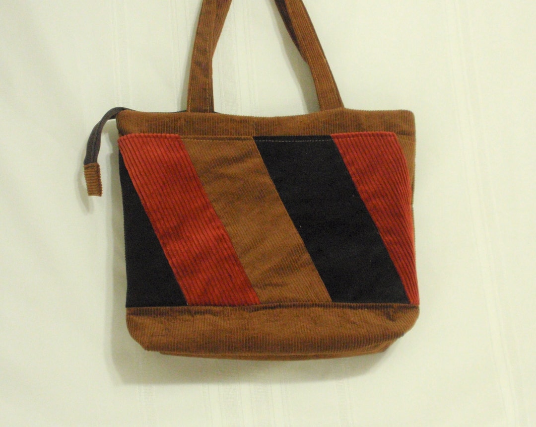 FREE Ship Corduroy Zippered Top Tote Bag/work Bag/ Corduroy Bag/gifts