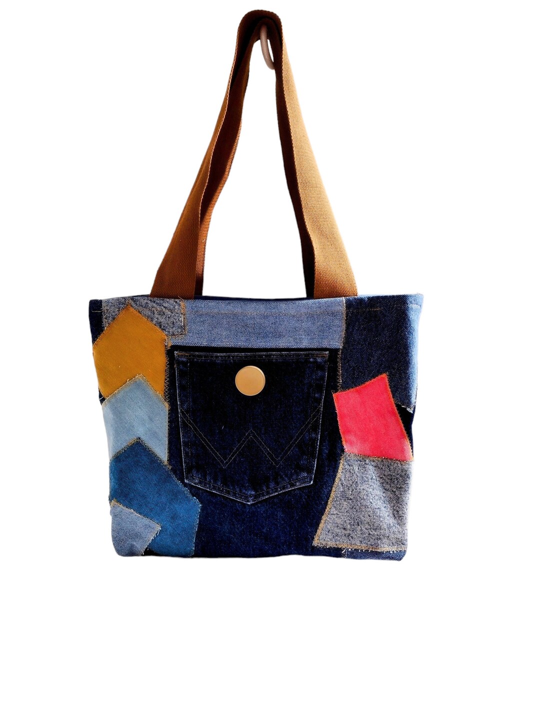 Denim Patchwork Tote Bag/handmade Tote Bag/travel Tote Bag/one of A ...