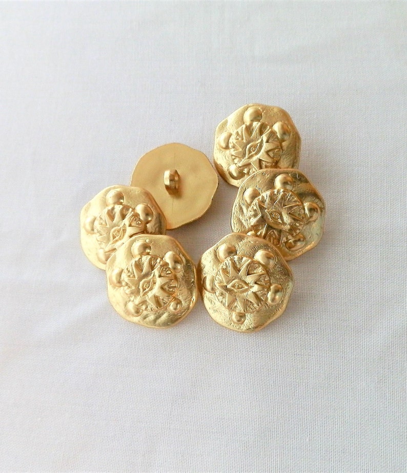 Mystic Star /& Eye Gold color decorative buttons.design at center.sewing buttons shank buttons 1 14 inch 33 mm .6 per order