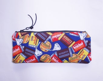 Candy Bars Pattern.Yummy.Back To School.Pencil Case .Handmade.Makeup Bag  Cell Phone case, Cute  Eyeglasses Case. Pencil pouch, Teacher Gift
