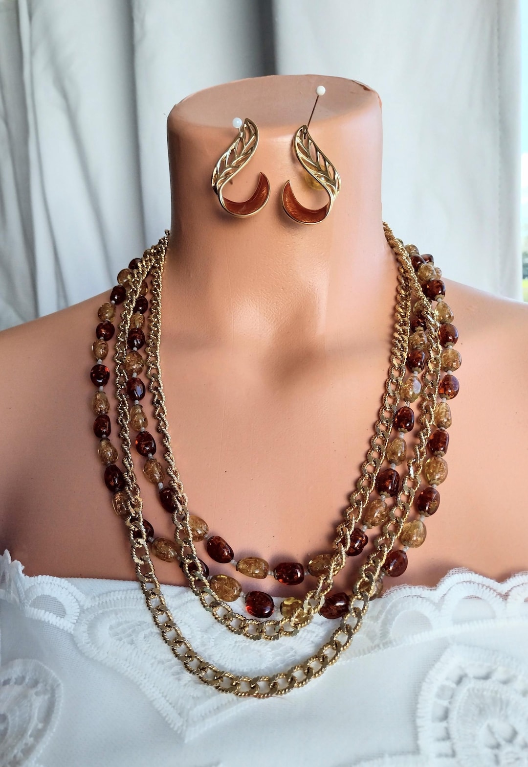 Long Necklace Set For Bridal - 3604 main image 1
