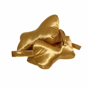 FREE shipping neck support pillow/3-sided bone shaped pillow/Luxury Gold bridal Satin pillow/travel, TV, Reading/Handmade Gift/home decor