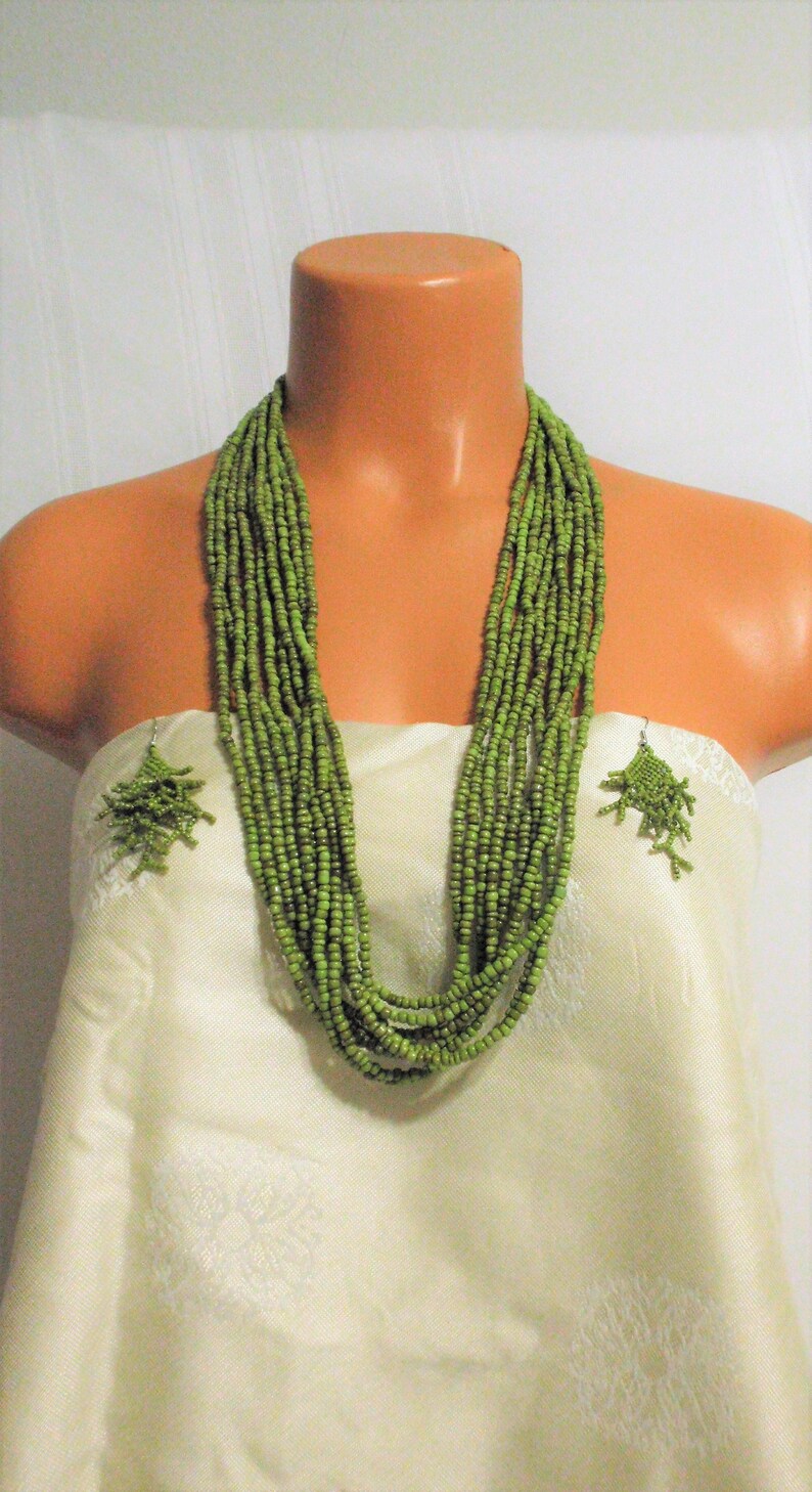 Long Multi Strand Necklace Earring Set/ Extra Long Necklace Etsy
