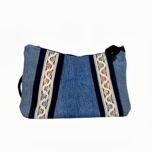 Denim Crossbody Bag/ Handmade bag/One of a Kind Bag/Denim Bags and Purses / 4 Pocket bag/Gift for Her /Denim purse
