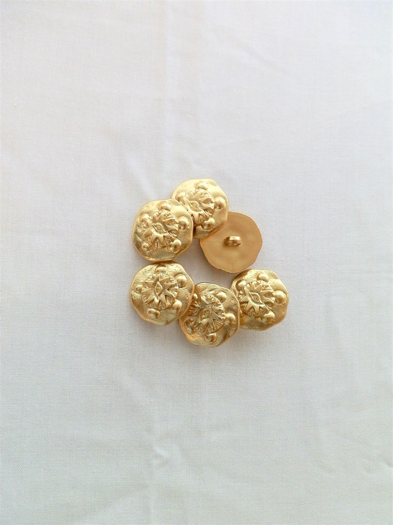 Mystic Star /& Eye Gold color decorative buttons.design at center.sewing buttons shank buttons 1 14 inch 33 mm .6 per order