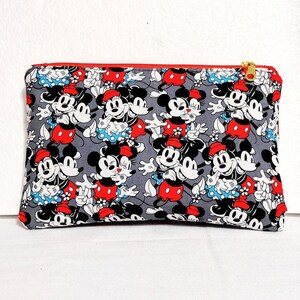 Zipper pouch/ Mickey and Minnie Mouse fabric pouch/Cosmetics pouch/Gifts / Makeup bag/ Handmade gifts/Unisex gift