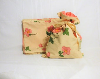 Large Cotton Gift Bag with Ribbon Tie /Reusable Fabric bag/ Craft Project bag /Washable Gift bag/Travel bag /Storage bag / Gift for her