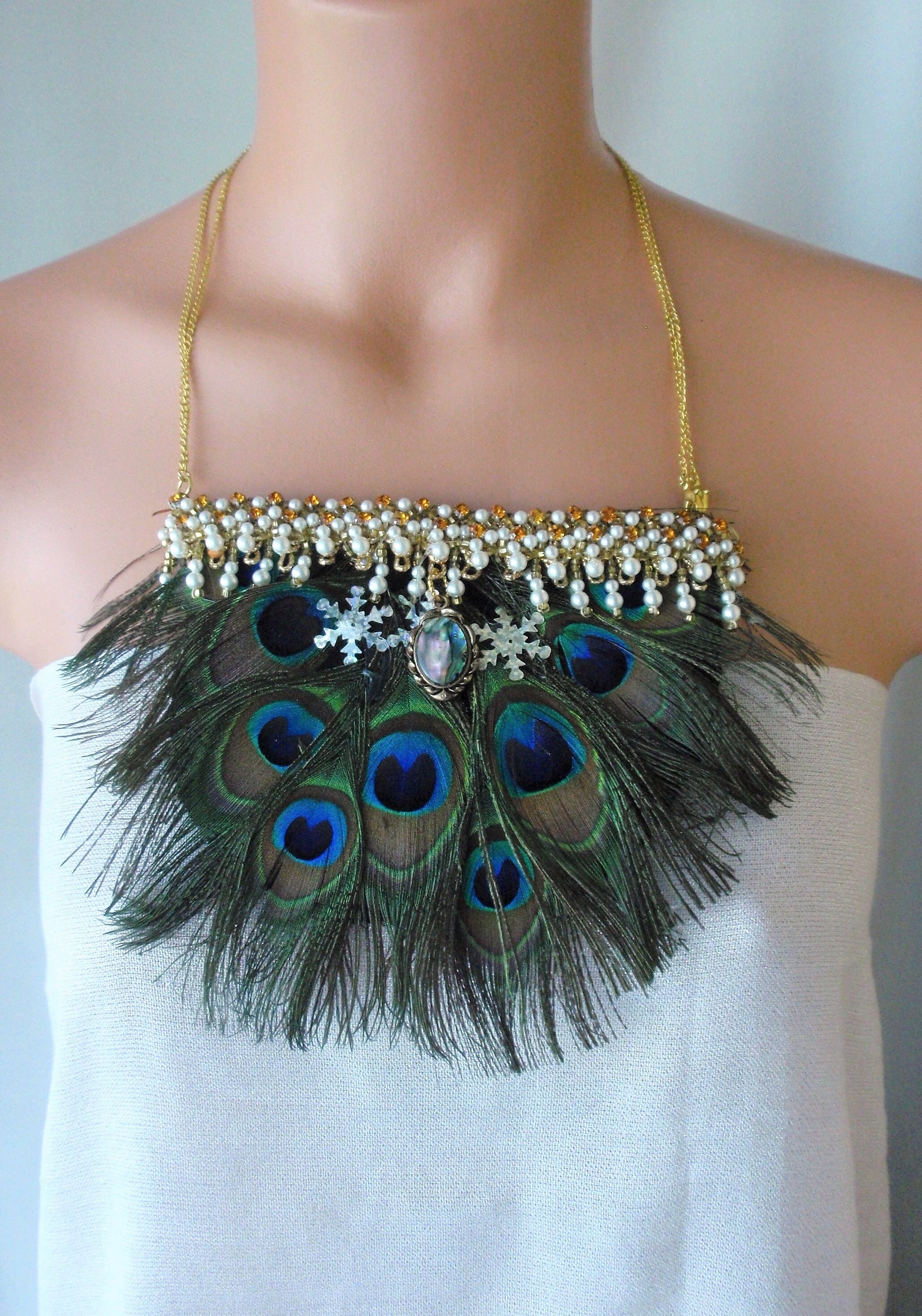 Peacock Feather Ethnic Necklace,Nepal Handmade Sandalwo – The Black Pearl,  LLC