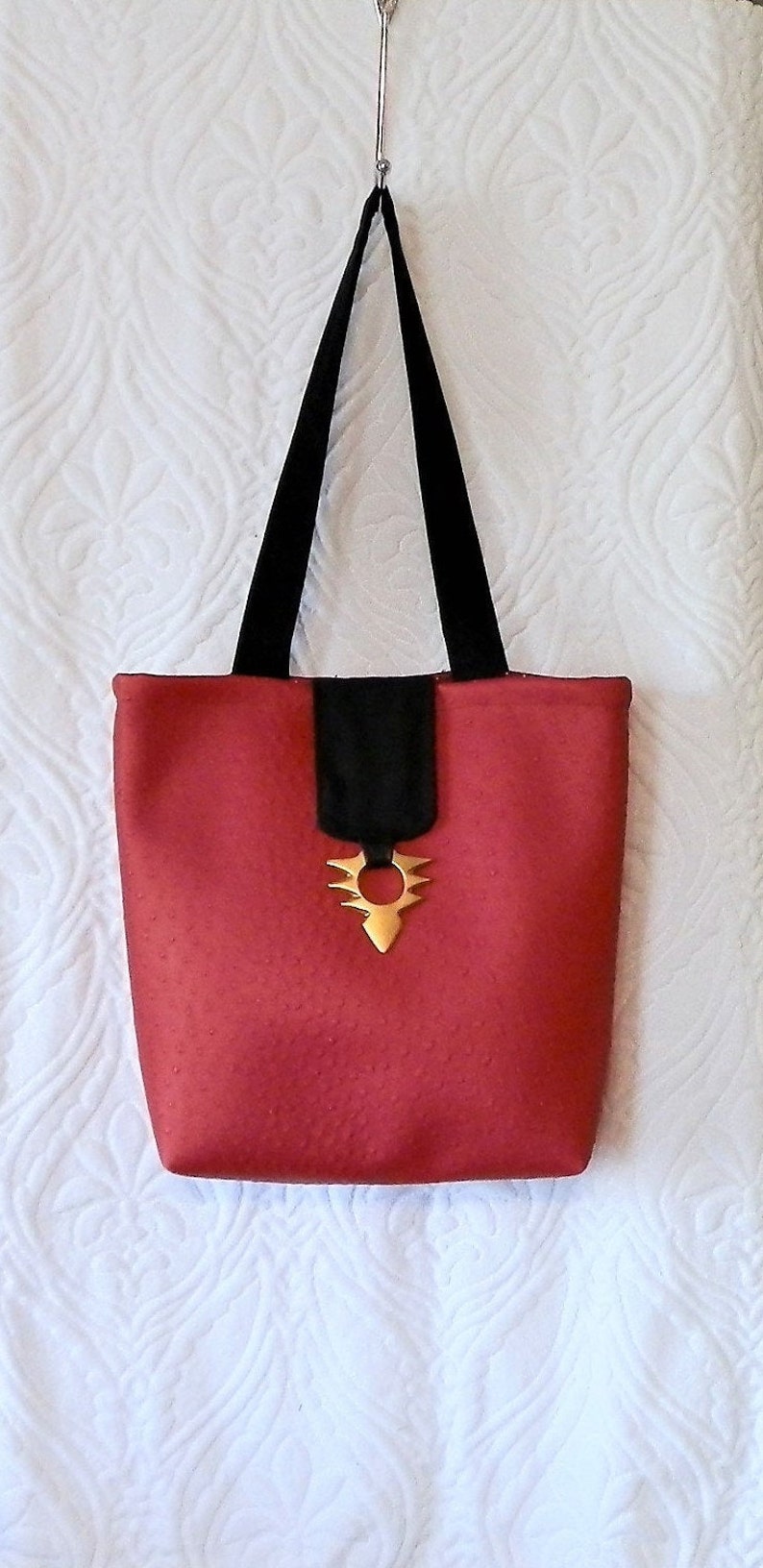 Leather Tote Bag & Zipper Pouch.15.5h X 13w X 4.5 Etsy