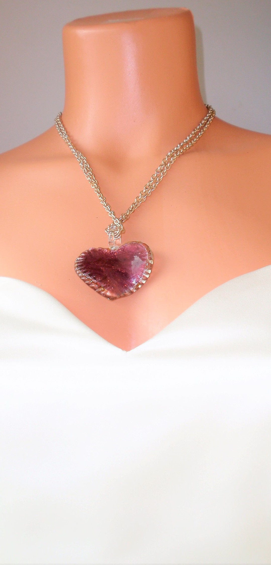 Vintage Purple Glass Heart.spots of Gold Fused Into This Etsy