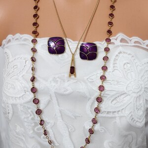 Vintage 2 Necklace set/Jewelry/Vintage necklaces/Gift for her/Gifts/Trending Jewelry/Purple Necklaces and earring set.