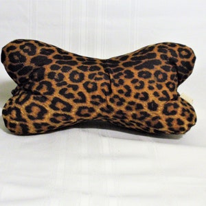 Dog Bone 3-sided Neck Support Pillow/Perfect for Travel /Reading,Sleeping. Knee Support /Leopard Theme fabric/Handmade gift for ANY age