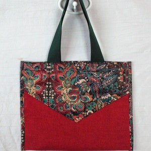 Burlap Tote Bag/ 18 &quot; W X 15 &quot; H X 6 &quot; Deep bottom/ Decorated tote/ Shopping bag/gift bag. Handmade Gift for her