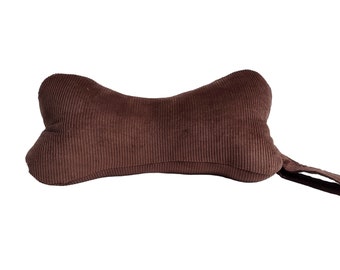 Dog Bone Neck Support Pillow /Luxury feel Corduroy fabric /Handmade Pillow / Travel pillow with handle strap /Gift for Any age